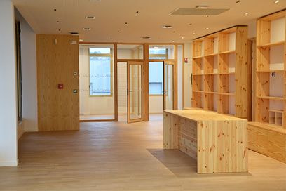 Intérieur bois de la maison de l'habitat à Périgueux