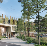 Plan 3D exterieur construction d'un bâtiment tertiaire dans la zone d'activités Pédebert à Hossegor