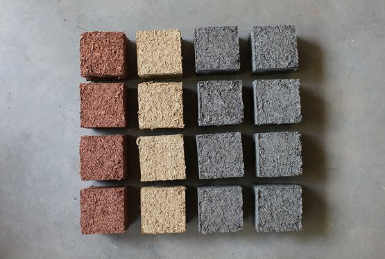 Blocs de terre allégée produits en laboratoire NOBATEK